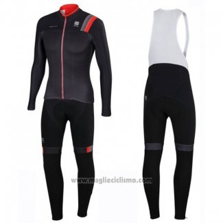 2016 Abbigliamento Ciclismo Sportful Nero Manica Lunga e Salopette