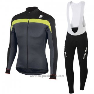 2016 Abbigliamento Ciclismo Sportful Nero e Giallo Manica Lunga e Salopette