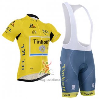 2016 Abbigliamento Ciclismo Tinkoff Lider Giallo e Nero Manica Corta e Salopette