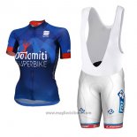 2017 Abbigliamento Ciclismo Donne Dotomini Superbike Blu Manica Corta e Salopette