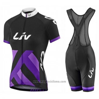 2017 Abbigliamento Ciclismo Donne Liv Race Day Nero e Viola Manica Corta e Salopette