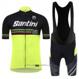 2017 Abbigliamento Ciclismo Santini Beat Verde e Nero Manica Corta e Salopette