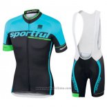 2017 Abbigliamento Ciclismo Sportful Sc Azzurro e Nero Manica Corta e Salopette