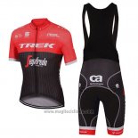 2017 Abbigliamento Ciclismo Trek Segafredo Nero e Rosso Manica Corta e Salopette