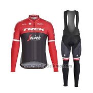 2017 Abbigliamento Ciclismo Trek Segafredo Nero e Rosso Manica Lunga e Salopette