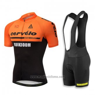 2018 Abbigliamento Ciclismo Cervelo Arancione e Nero Manica Corta e Salopette