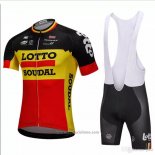 2018 Abbigliamento Ciclismo Lotto Soudal Nero e Giallo Manica Corta e Salopette