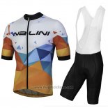 2018 Abbigliamento Ciclismo Nalini Ahs Discesa Bianco e Arancione Manica Corta e Salopette