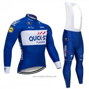 2018 Abbigliamento Ciclismo Quick Step Floors Blu e Bianco Manica Lunga e Salopette