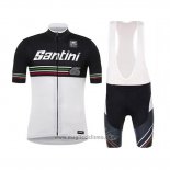 2018 Abbigliamento Ciclismo Santini Bianco Nero Manica Corta e Salopette