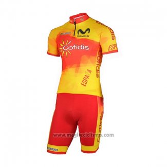 2018 Abbigliamento Ciclismo Spagna Confidis Arancione Manica Corta e Salopette