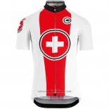 2018 Abbigliamento Ciclismo Svizzera Rosso Bianco Manica Corta e Salopette