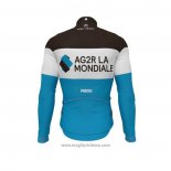 2019 Abbigliamento Ciclismo Ag2r La Mondiale Nero Bianco Blu Manica Lunga e Salopette