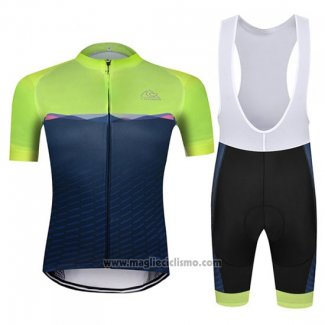 2019 Abbigliamento Ciclismo Chomir Verde Spento Blu Manica Corta e Salopette