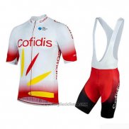 2019 Abbigliamento Ciclismo Cofidis Rosso Bianco Manica Corta e Salopette