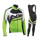 2019 Abbigliamento Ciclismo Northwave Verde Nero Bianco Manica Lunga e Salopette