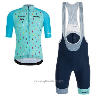 2019 Abbigliamento Ciclismo Richie Celeste Manica Corta e Salopette