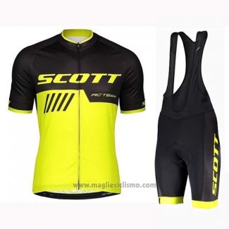 2019 Abbigliamento Ciclismo Scott Nero Giallo Manica Corta e Salopette