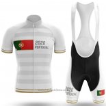 2020 Abbigliamento Ciclismo Campione Portugal Bianco Manica Corta e Salopette