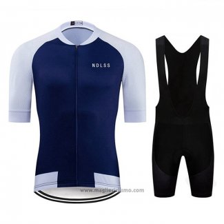 2020 Abbigliamento Ciclismo NDLSS Bianco Blu Manica Corta e Salopette