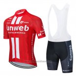 2020 Abbigliamento Ciclismo Sunweb Rosso Bianco Manica Corta e Salopette