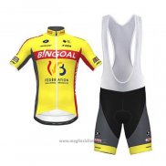 2020 Abbigliamento Ciclismo Wallonie Bruxelles Giallo Rosso Manica Corta e Salopette