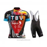 2021 Abbigliamento Ciclismo Bahrain Victorious Nero Arancione Manica Corta e Salopette