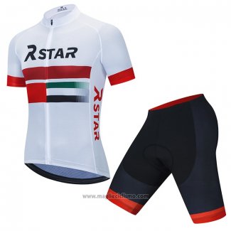 2021 Abbigliamento Ciclismo R Star Bianco Rosso Manica Corta e Salopette