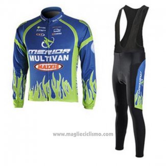 2010 Abbigliamento Ciclismo Merida Blu e Verde Manica Lunga e Salopette