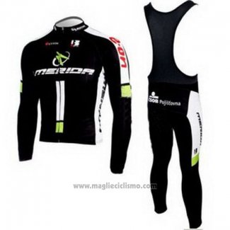 2010 Abbigliamento Ciclismo Merida Nero e Verde Manica Lunga e Salopette