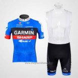 2012 Abbigliamento Ciclismo Garmin Sharp Celeste Manica Corta e Salopette