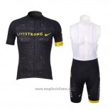 2012 Abbigliamento Ciclismo Livestrong Nero Manica Corta e Salopette