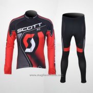 2012 Abbigliamento Ciclismo Scott Nero e Rosso Manica Lunga e Salopette