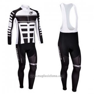 2013 Abbigliamento Ciclismo Assos Bianco e Nero Manica Lunga e Salopette