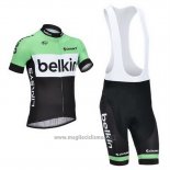 2013 Abbigliamento Ciclismo Belkin Verde e Nero Manica Corta e Salopette