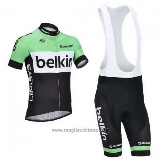 2013 Abbigliamento Ciclismo Belkin Verde e Nero Manica Corta e Salopette