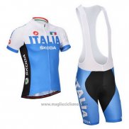 2014 Abbigliamento Ciclismo Castelli Blu e Bianco Manica Corta e Salopette