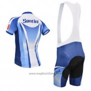 2014 Abbigliamento Ciclismo Santini Azzurro e Bianco Manica Corta e Salopette