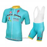 2016 Abbigliamento Ciclismo Astana Azzurro Manica Corta e Salopette
