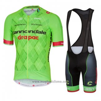 2016 Abbigliamento Ciclismo Cannondale Drapac Verde e Nero Manica Corta e Salopette