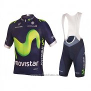 2016 Abbigliamento Ciclismo Movistar Verde e Blu Manica Corta e Salopette