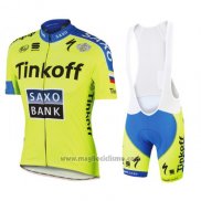 2016 Abbigliamento Ciclismo Tinkoff Saxo Bank Giallo e Blu Manica Corta e Salopette