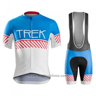 2016 Abbigliamento Ciclismo Trek Bontrager Bianco e Blu Manica Corta e Salopette