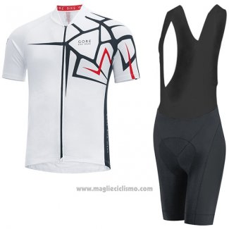 2017 Abbigliamento Ciclismo Gore Bike Wear Power Adrenaline Bianco Manica Corta e Salopette