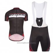 2017 Abbigliamento Ciclismo Look Pro Equipo Nero e Rosso Manica Corta e Salopette