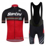 2017 Abbigliamento Ciclismo Santini Beat Rosso e Nero Manica Corta e Salopette