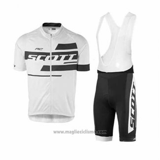 2017 Abbigliamento Ciclismo Scott Bianco Manica Corta e Salopette