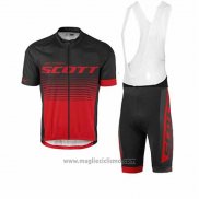 2017 Abbigliamento Ciclismo Scott Nero Rosso Manica Corta e Salopette