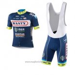 2017 Abbigliamento Ciclismo Wanty Groupe Gobert Blu Manica Corta e Salopette