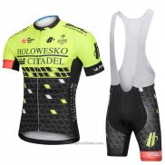 2018 Abbigliamento Ciclismo Holowesko Citadel Verde e Nero Manica Corta e Salopette